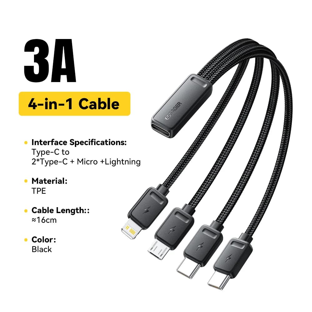 Cáp sạc đa năng 4 trong 1 USB nhỏ gọn