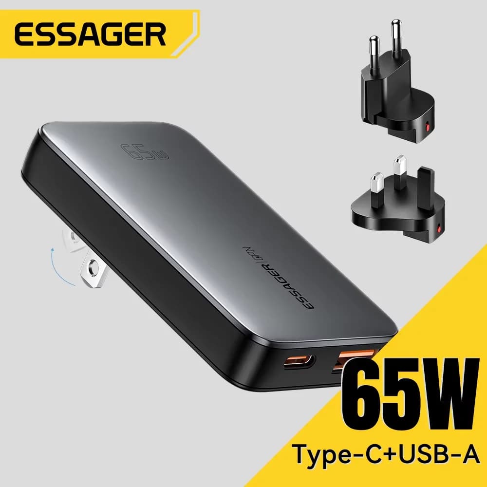 Sạc du lịch GaN USB-C siêu mỏng 65W