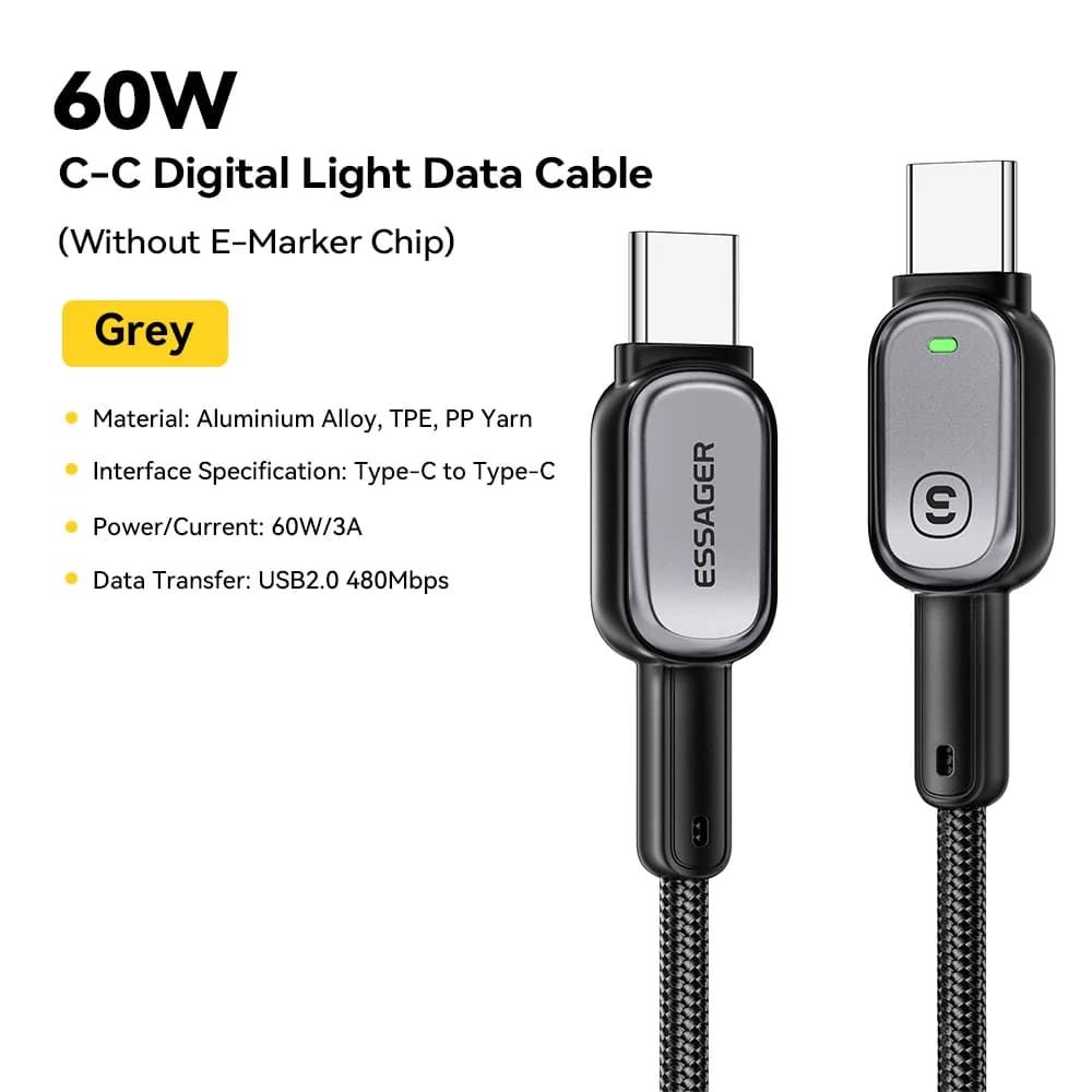 Cáp USB-C sang USB-C LED 100W, Sạc nhanh PD 5A