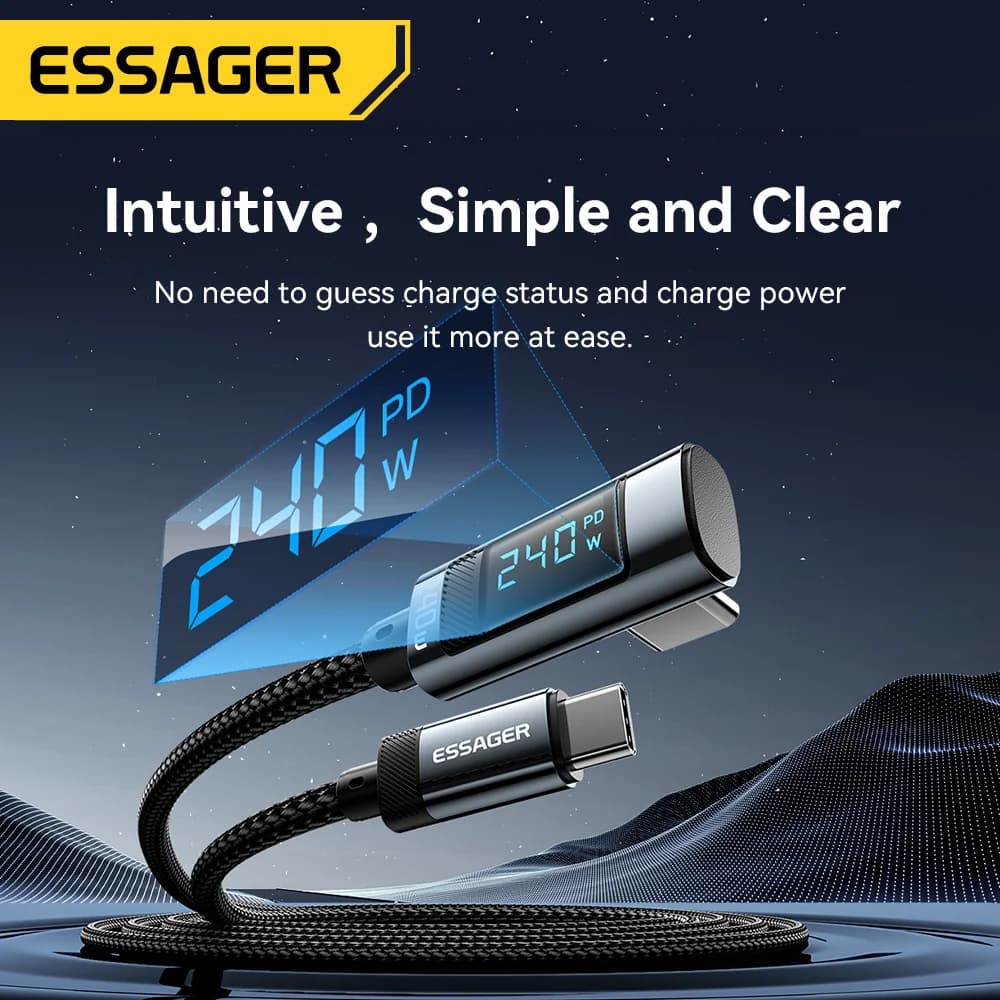 Cáp USB-C sang USB-C góc 90 độ, 240W