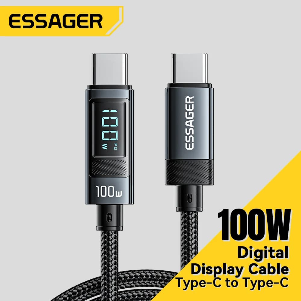 Cáp USB Type-C 100W góc 90° có màn hình LED