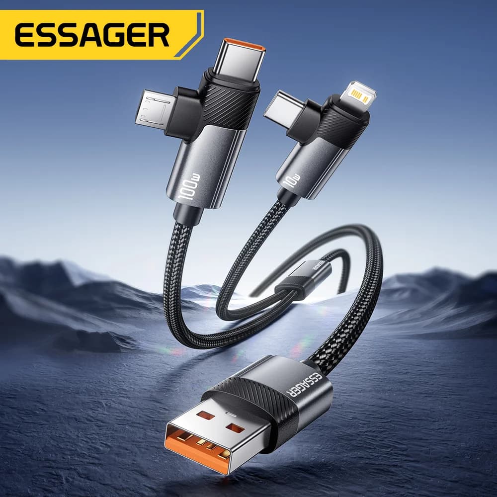 Cáp sạc nhanh 100W 2-trong-1 Type-C và Lightning