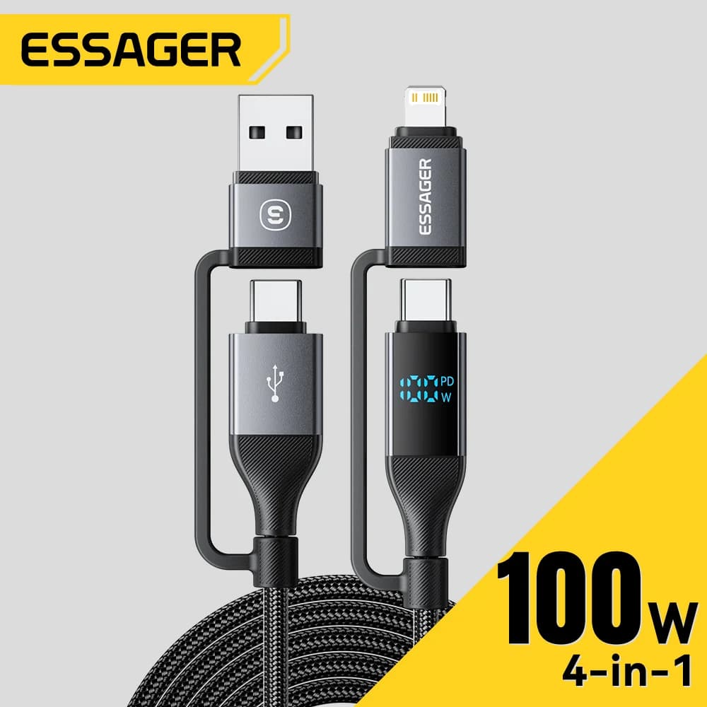 Cáp USB-C màn hình kỹ thuật số 4 trong 1, PD 100W