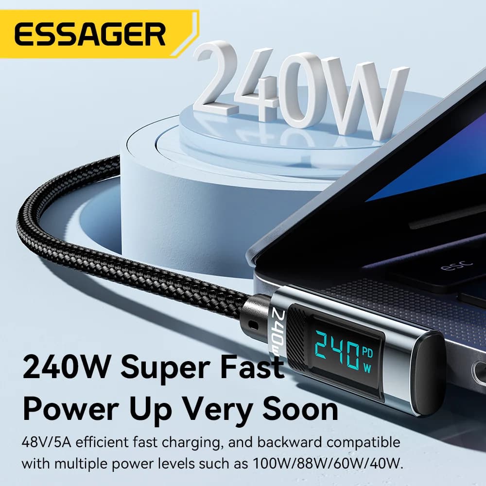 Cáp USB-C sang USB-C góc 90 độ, 240W