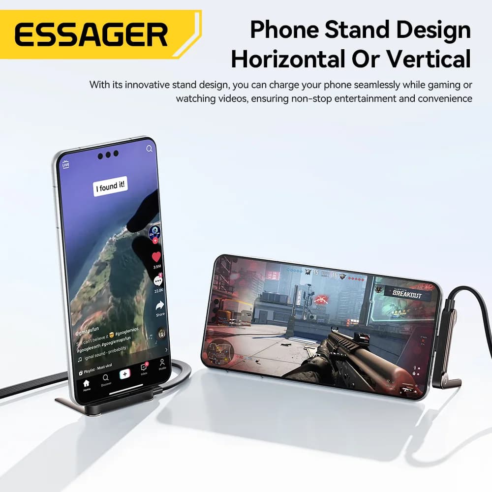 Cáp USB Type-C gập 100W kèm giá đỡ điện thoại