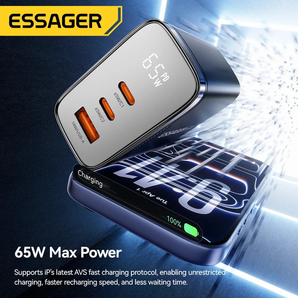 Sạc USB-C GaN 65W Có Màn Hình Kỹ Thuật Số