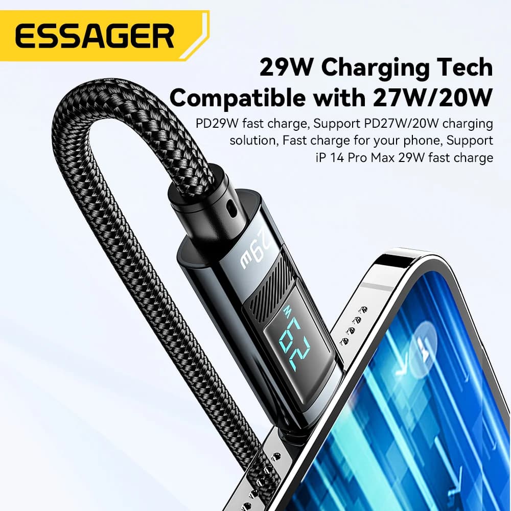 Cáp USB-C Sang Lightning Sạc Nhanh PD Có Màn Hình Hiển Thị