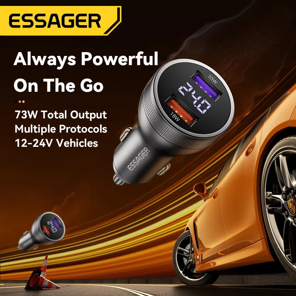 Bộ Sạc Ô Tô USB-C 73W Có Màn Hình Kỹ Thuật Số