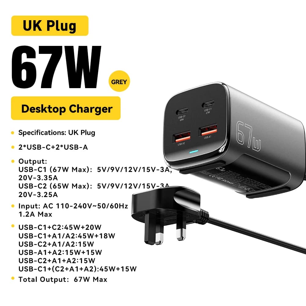 Sạc nhanh để bàn GaN USB-C 67W