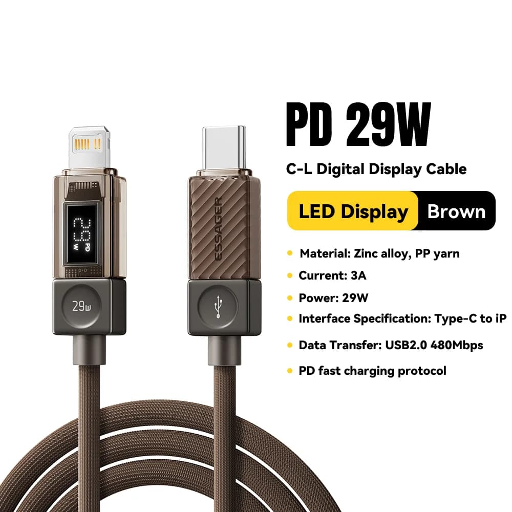 Cáp USB-C to Lightning có màn hình hiển thị kỹ thuật số