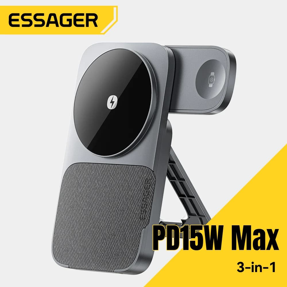 Giá đỡ sạc không dây từ tính 15W 3 trong 1 gấp gọn